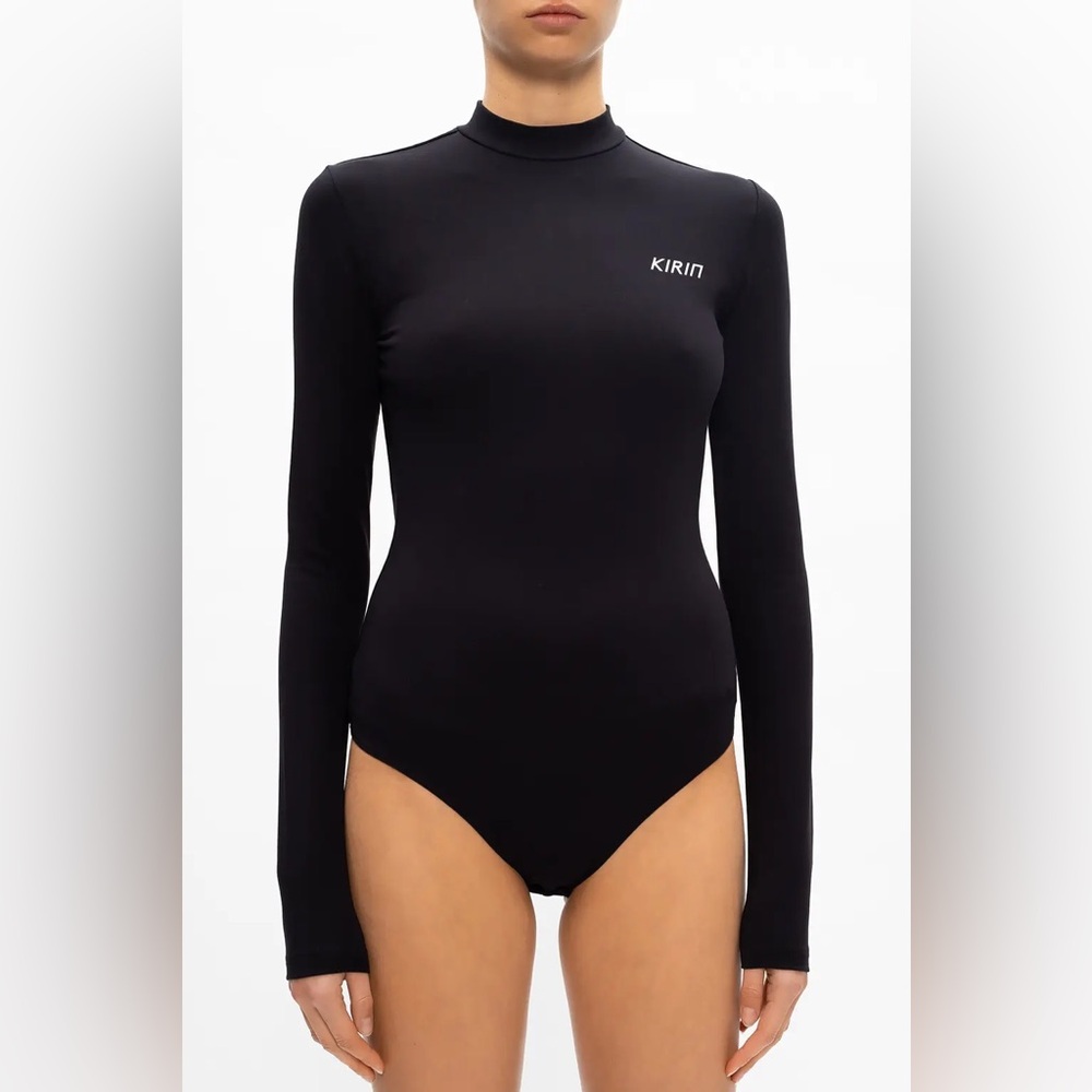KIRIN PEGGY GUO Black Open Back Bodysuit- size L